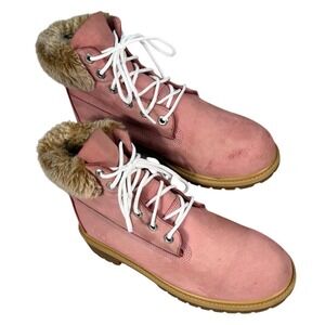 Timberland Girl Boot US 6 Pink Suede PrimaLoft 200g Faux Fur Y2K Coquette Winter